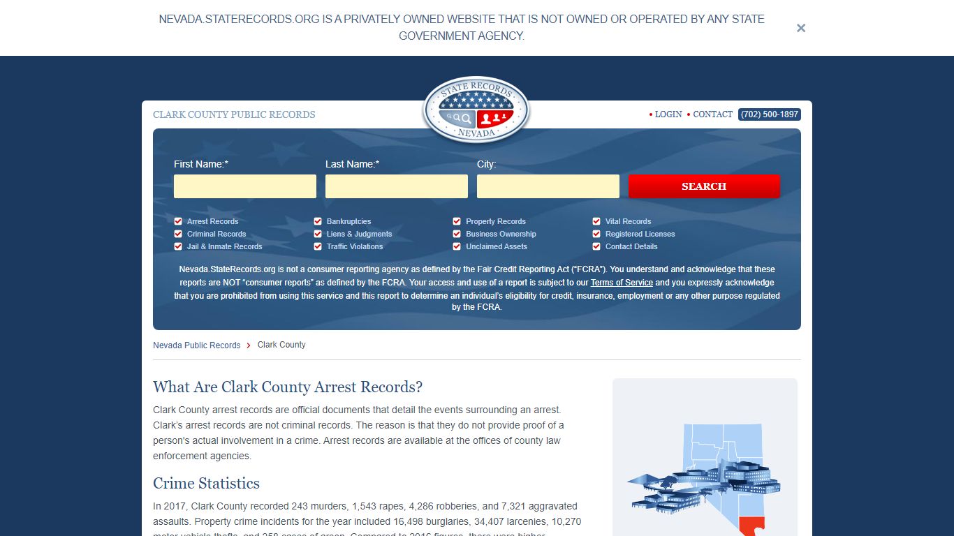 Clark County Arrest, Court, and Public Records | StateRecords.org